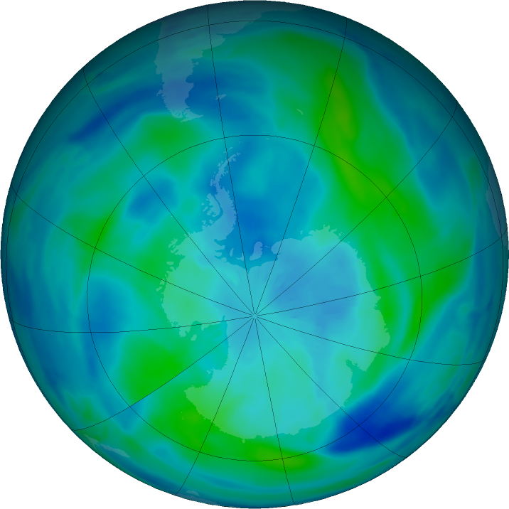 Antarctic ozone map for 22 March 2023